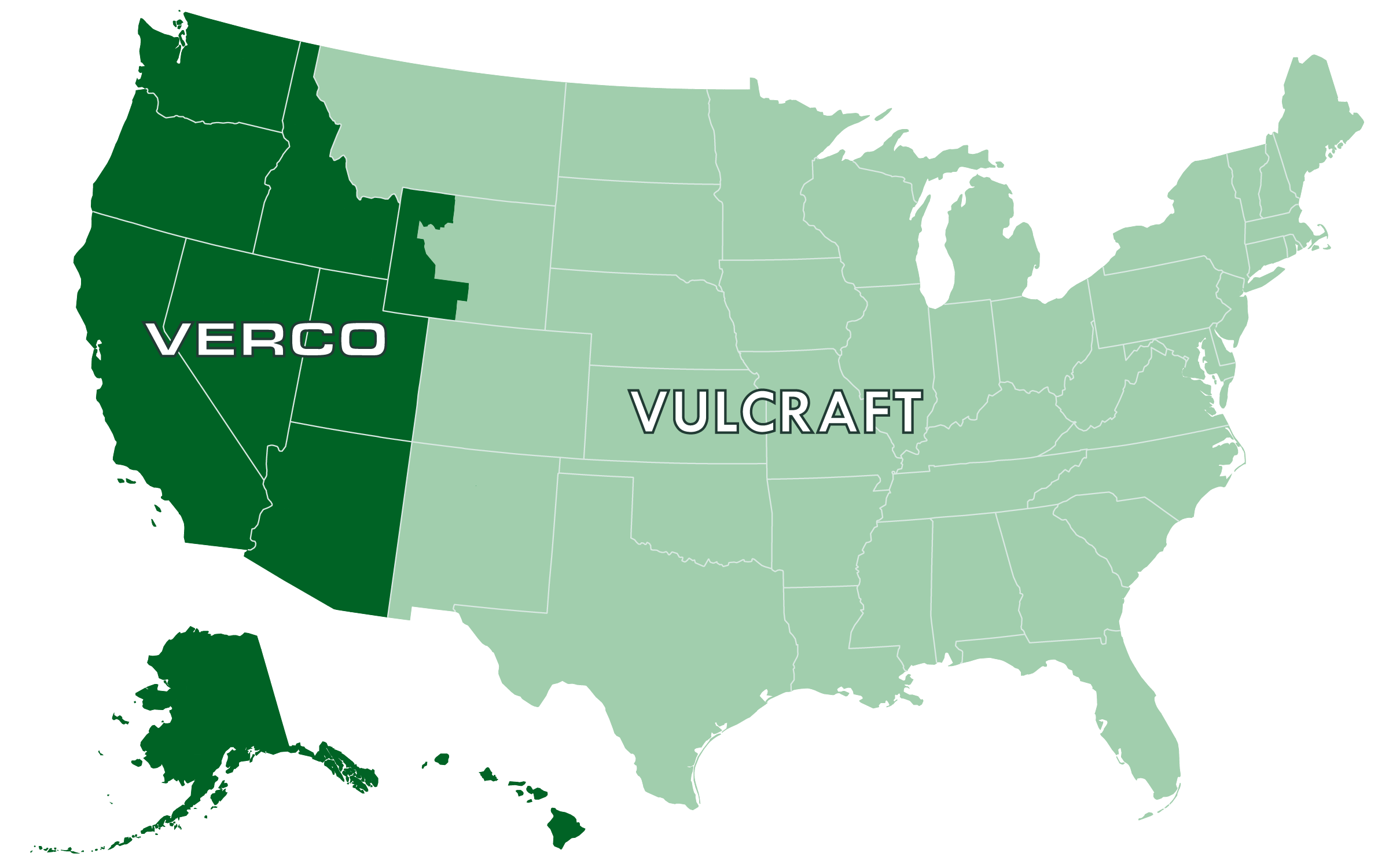 Map of Verco and Vulcraft division boundaries